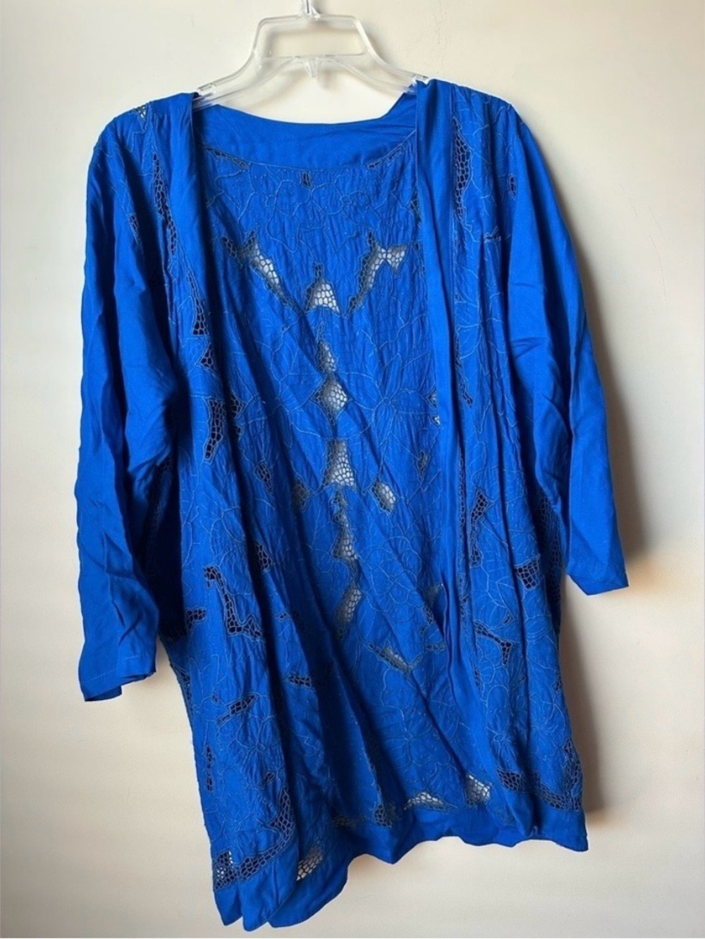 Vintage Open Cardigan Beachy Summer Large Coverup Lace Boho ArtisanStyle Lagen